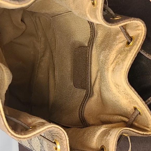 GUCCI ACCESSORIES VINTAGE 70’S WEB SHERRY DRAWSTRING GG SUPREME COATED BUCKETBAG - Picture 11 of 17